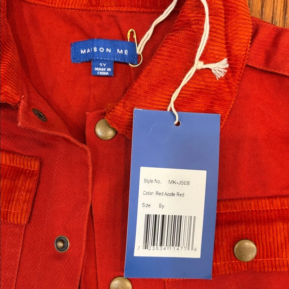 NWT Maison Me Asa Utility Jacket – Red Apple – Kids Size 5 – European Chic